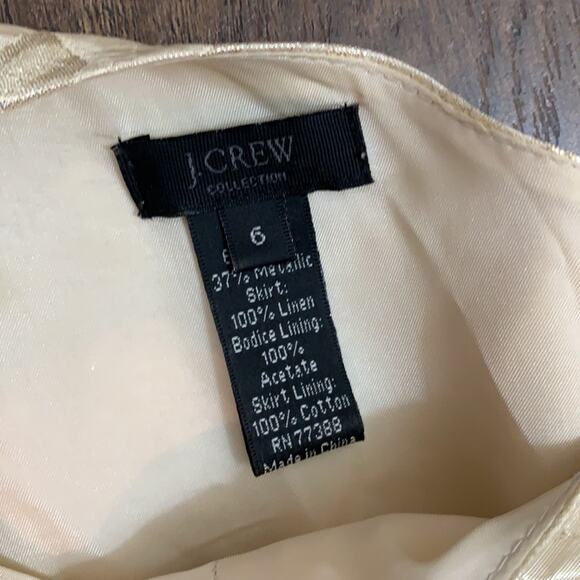 J Crew Collection One Shoulder Silk/Linen/Metallic Gold Mini Dress - Picture 3 of 8